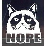 Grumpy Cat "NOPE" Car Decal / Sticker - White