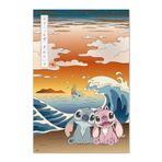 Grupo Erik Poster Disney Stitch Japon Sanat Baskısı - Oturma Odası veya Dekorasyon Yatak Odası - Dekorasyon Odası - Boyut 61 x 91 - Resmi Disney Stitch Fan Ürünü