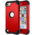 GRXRITUK iPhone iPod Touch 5 6 7 Kılıf ile Uyumlu Tasarlandı, Üçü Bir Arada TPU+PC Koruyucu Kılıf Silikon Ultra İnce Darbeye Dayanıklı Koruyucu Telefon Kılıfı, Askeri Sınıf Düşme Koruması, zy (KIRMIZI