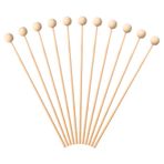 GSHLLO 100 adet 15 cm ahşap kaya şekeri çubukları ahşap Swizzle çubukları yuvarlak üst karıştırıcılar top kahve çubukları kokteyl içecek karıştırıcı çubuklar çay partisi karıştırma çubukları uzun kek
