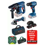 Gsr 185-Lı Gws 180-Lı Gbh 180-Lı Şarjlı Vidalama Akülü Taşlama Kırıcı Delici Hilti Makine Seti