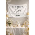 GSticker Kişiye Özel Doğum Günü Happy Birthday Duvar Örtüsü Duvar Halısı Birinci Kalite Kanvas Kumaş