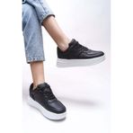 GT Ayakkabı 7 cm Boy Uzatan Gizli Topuk Siyah Kadın Spor Ayakkabı GT0012200