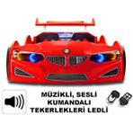 Gt1 - Kirmizi Arabali Yatak - Kumandali, Sesli, Ledli Kırmızı