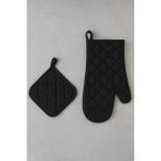GTB Butik Yanmaz ve Isıya Dayanıklı Fırın Eldiveni ve Tutacak (1 Eldiven, 1 Tutacak) Unisex Kullanım - Siyah - Standart