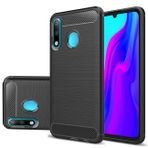 GTBDEKI Huawei P30 Lite Kılıf, MAR-LX1M Kılıf, Karbon Fiber Darbeye Dayanıklı İnce Silikon Sağlam Yumuşak TPU Arka Telefon Kapağı Huawei P30 Lite Siyah
