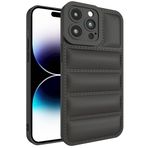 GTElectro Apple iPhone 14 Pro için Şişme Ceket Kaban Tasarımı Yumuşak Darbeye Dayanıklı Kılıf Kapak (Siyah)