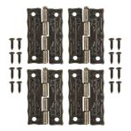 GTHER 4 ADET 35 x 23 mm Antika Mini Retro Menteşeler Vidalar Ahşap Kutu Hediye Şarap Takı Kutusu Göğüs Kılıfı, Bronz