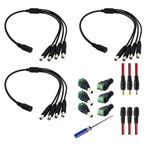 GTIWUNG 1 soketten 4 fişe DC dağıtıcı, DC güç dağıtıcısı 5,5 x 2,1 mm, dişi erkek DC güç kablosu Pigtails fiş CCTV kamera bağlantı kablosu fişi, DC Power Jack Plug adaptörü