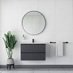 Gtm Banyo Alba Soft Aynalı 2 Çekmeceli Banyo Dolabı Antrasit 80 cm