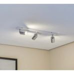 GU10 3lü Üçlü Beyaz Gövde Krom Başlıklı Hareketli Tasarruflu LED Tavan Spot Avize - Krom - Beyaz
