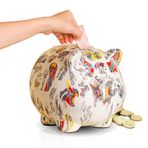 Guador Seramik kumbara Piggy Bank Bozuk Para Kumbara Çocuk Kumbara Sulu Boya Kumbara Erkek ve Kız Çocukları için Benzersiz Hediye Çocuk Odası Dekorasyonu Hatıra (Altın)