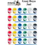 Guaj Boya 3 ml 6 Renk ve Resim Fırçası 5 Paket Mini Küçük Guaj Boya Etkinlik Boyama Boyası Su Bazlı Resim Okul Öncesi - Standart - Çok Renkli