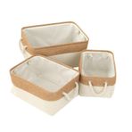 Guangcailun 3 adet Tuval Saklama Kutuları Ve Bebek Küçük Depolama Küçük Depolama Katlanabilir Banyo Sepetleri 3 adet Depolama 16 cm , Gri , 41*32*20cm