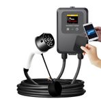 Guangcailun EV Wallbox 5M 7KW 32A Araba Ev EV Wallbox Şarj İstasyonu Elektrikli Araba EV Wallbox 5M Kablolu Telefon N-FC Kart Dayanıklı, Renkli Ekran+Kart