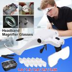 Guangdong Spirit 1.0 / 1.5 / 2.0 / 2.5 / 3.5x Büyütme 2 LED Işık Kafa Bandı Büyüteç Gözlük Eller Serbest Başa Monte Büyüteç Gözlük USB Şarj