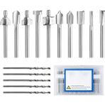 Guangdong Spirit 10 Adet Hss Router Karbür Gravür Uçları ve 5 Adet Matkap Ucu-1/8 Inç (3mm) Diy Ağaç Işleme, Oyma, Gravür, Delme Için Döner Aletler Için Şaft
