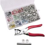 Guangdong Spirit 200 Adet/takım Çıtçıt Kiti Aracı 10 Renk 9.5mm Metal Çıtçıt Düğmeleri Yüzükler Raptiye Pensesi ile Giyim Için Basın Aracı - Siyah
