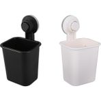 Guangdong Spirit 2x Vantuz Diş Fırçası Bardak Tutucu Plastik Tutucu Diş Macunu Mutfak Banyo Tet Için Saklama Kutusu Siyah & Beyaz - Gümüş