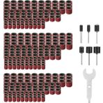 Guangdong Spirit 307 Parça Zımpara Seti Tambur Seti 300 Parça Zımpara Bandı Kılıfları (80#-120#-240#) + Dremel Döner Alet Için 6 Parça Tambur Mandrel (2.35MM-3.17MM)+ 1 Kombine Anahtar