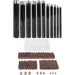 Guangdong Spirit 338PCS 60 120320 Zımpara Bandı 3/8 1/4 1/2 Lastik Mandrelli ve 11 Adet Yuvarlak Çelik Delikli Punch Seti, 1-11MM - Siyah