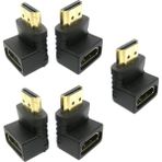 Guangdong Spirit 5 Paket HDMI 90 Derece Sağ Açı Adaptörü Altın Kaplama HDMI Erkek - Dişi Konnektör U Stick, Ps4, Ps3 Için 3D 1080P HDMI Genişleticiyi Destekler - Beyaz