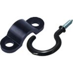 Guangdong Spirit 70 Adet Vidalı Kemerli Kablo Kelepçe Klipsi Kravat 21 x 7mm 3mm Tel ve 50 Adet 1.1 Inç Fincan Kupa Kanca Omuzlu Metal Vidalı Plastik Kaplamalı Asılı Siyah