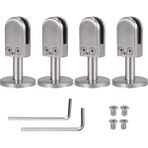 Guangdong Spirit Cam Kelepçe 4x Paslanmaz Çelik 304 Cam Klips Kelepçe Cam Braket 8mm Cam 40MM Çubuk - Gümüş