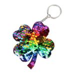 Guangdong Spirit Dört Yapraklı Yonca Anahtarlık Anahtarlık Glitter Ponpon Sequins Anahtarlık Hediye Kadınlar Için Araba Çanta Aksesuarları Charm Hediye Renkli