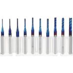 Guangdong Spirit Drillpro 10 Adet 0.8-3.175MM Mavi Naco Kaplamalı Uçlar Cnc T Için Karbür Gravür Frezesi