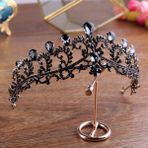 Guangdong Spirit Siyah Taç Düğün Tiara Kafa Bandı Rhinestones Gelin Saç Aksesuarları Vintage Taçlar Gelinsaç Takı Siyah