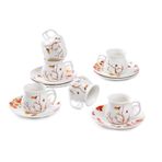 GuangYang 12 Adet İnce Porselen Espresso Fincanları ve Tabakları-, 6,2 gr, Antumn Leaves Parttern