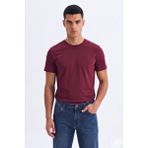 Guaraz Erkek/unisex Slim Fit Dar Kesim Likralı Vücuda Oturan Yumuşak Dokulu Bisiklet Yaka Tişört - Bordo - XL