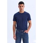 Guaraz Erkek/unisex Slim Fit Dar Kesim Likralı Vücuda Oturan Yumuşak Dokulu Bisiklet Yaka Tişört - Lacivert - XL