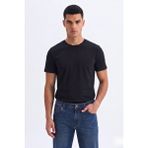 Guaraz Erkek/unisex Slim Fit Dar Kesim Likralı Vücuda Oturan Yumuşak Dokulu Bisiklet Yaka Tişört - Siyah