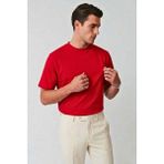 Guaraz Old Money Erkek %100 Pamuklu Yumuşak Kumaşlı Yuvarlak Yakalı Oversize Basıc T-Shirt - Kırmızı
