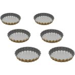 Guardini Anto Mini 6'lı Tart Kalıbı 12 cm Yapışmaz Kaplama Silver Gold Renkli Kalıp Seti