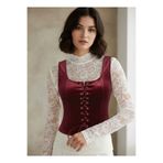 guawwi Kadın bohem retro Vintage Kadife Yelek
