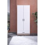 Gubimo 2 Kapılı 1 Çekmeceli Ceviz-beyaz Gardırop 179cm 76cm 45cm