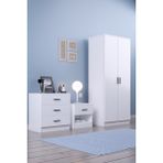 Gubimo Abete 2 Kapili Gardirop +1 Çekmeceli Komodin +3 Çekmeçeli Şifoniyer/BEYAZ