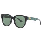 Gucci GG0960SA 001 Güneş Gözlüğü Kadın Siyah/Yeşil Lensler Moda Kedi Gözü 55mm, Siyah-yeşil/Altın Logo, Lens-55 Bridge-18 B-49.8 ED-61.4 Temple-145
