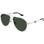 Gucci GG1440S 002 59-14 Erkek Yeşil Mat Camlı Gümüş Metal Damla Güneş Gözlüğü