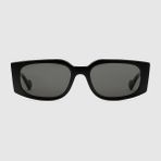 Gucci GG1534S 001 55-18 Kadın Füme Mat Camlı Siyah Asetat Geometrik Güneş Gözlüğü