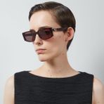 Gucci GG1534S 002 55-18 Kadın Kahverengi Mat Camlı Kahverengi Asetat Geometrik Güneş Gözlüğü