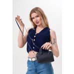 Güce Lacivert Mini Küçük El ve Omuz Çantası Ayarlanabilir Askılı Fermuarlı Minimal Günlük Şık GC021019
