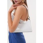 Güce Parlak Beyaz Kırışık Rugan Desenli Baget Baguette El Ve Omuz Çantası Gc009001R
