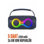 Güçlü Bass Bluetooth Hoparlör Ses Bombası 2200 Mah Kablosuz Speaker 5W X2 Hoparlör Usb/Tf/Aux/Type-C