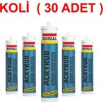 Güçlü Soudal Acryrub Silikonize Mastik 500 gr Beyaz -30 Adet (1 Koli)