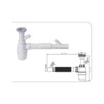 Güçlü Taslı Körüklü Çift Çatal İki Çamaşır Çıkışlı Lavabo Sifonu