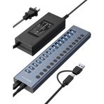 Güçlü USB 3.2 Hub, ACASIS 16 Bağlantı Noktalı USB 3.2 Hub (8 USB-A 3.2 Bağlantı Noktası+8 USB-C 3.2 Bağlantı Noktası), 96W Güç Adaptörüyle Güçlendirilmiş Alüminyum USB Hub, PC/Dizüstü Bilgisayar